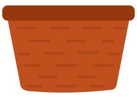 Flat illustration of empty wicker basket isolated on white background. vector
