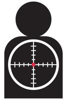 Shooting target with black target person flat icon isolated on white background. vector