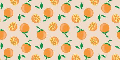 Seamless pattern with oranges isolated on background. Cute colorful spring pattern for fabric, wrapping paper. Abstract illustration design vector