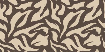 Simple abstract contemporary seamless pattern. Hand-drawn flower and leaf shape textures. Repeatable vibrant boho prints. vector