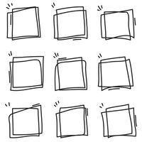 Round Frames and text boxes, grunge textured hand drawn elements set vector