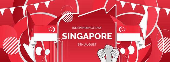 Singapore National day event banner in creative abstract form. Suitable for use in sporting events, or as an attractive greeting card vector