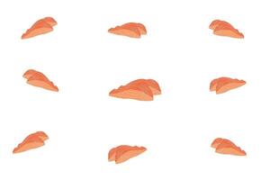 Salmon fish pattern design isolated on white background. Illustration in cartoon flat style. Seafood icon. Salmon fish and sliced of salmon fillet steak illustration. vector