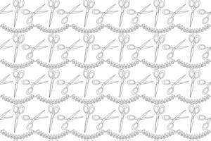 Creative black and white coloring sheet featuring scissors and intricate lace patterns, ideal for back-to-school arts and crafts. vector