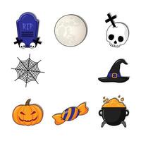 Set of halloween element with hand drawn or flat design on white background vector