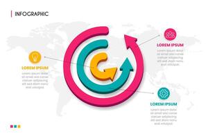 3d business infographic circle line chart. informative diagram for corporate vector