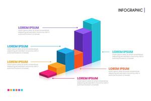3D bar business statistic infographic template vector