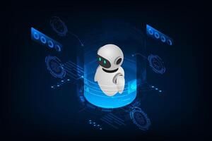 Isometric robot bot interface. Artificial Intelligence concept, Automation Process Technology and engineering. vector