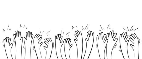 Hand drawn of hands clapping ovation. applause, hands gesture on doodle style vector
