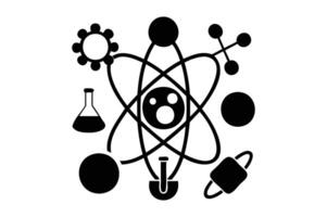 an image of an atom and other science symbols vector