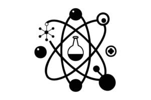 an image of an atom and a flask vector
