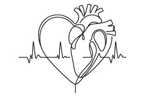 a heart with a heartbeat line drawing vector