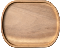 Top view of empty wooden tray isolated on background. png
