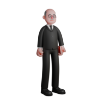 3D Cartoon Judge Character. a judge stands with his left hand holding a book. Legal Authority Model png