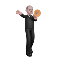 3D Male Judge in Professional Setting. A male judge is seen speaking with a loudspeaker held in his left hand and his right hand raised to the side. Judiciary png