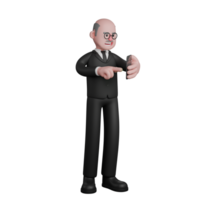 Professional 3D Male Judicial Judge. A male judge is seen standing with his left hand holding a cellphone while his right index finger is operating it. Cartoon png