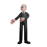 Professional 3D Male Judge. A judge with his left hand extended to the side. Judicial Character png