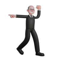 3D Model of Cartoon Judge. a judge walks with his right hand pointing to the right side while his left hand is clenched upwards. Judicial Expert png