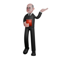 3D Model of Male Judge. A male judge is seen standing holding a red book in his right hand while his left palm is seen raised upwards. Professional Jurist png