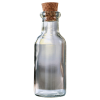 Close-Up of a Glass Bottle with a Cork Stopper and Minimalistic Design png