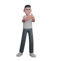 Professional Photographer Character in 3D. A male photographer is making hand gestures indicating active involvement in a conversation or presentation. Male png