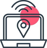 Digital Nomad Hub Line with small circle background Icon vector