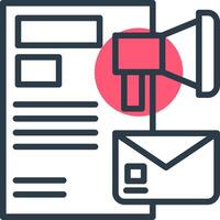 Email Direct Marketing Line with small circle background Icon vector