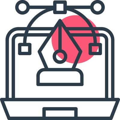 Graphic Designer Line with small circle background Icon