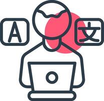 Freelance Translator Line with small circle background Icon vector