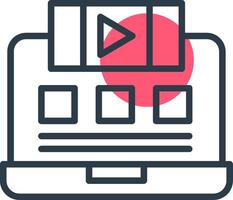 Live Stream Line with small circle background Icon vector