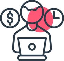 Freelancing Line with small circle background Icon vector