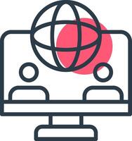 Online Community Line with small circle background Icon vector