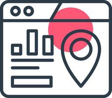 Map Pack Line with small circle background Icon vector