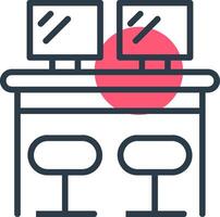 Co Work Space Line with small circle background Icon vector