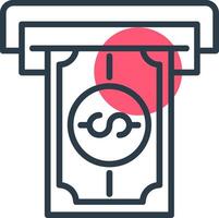 Cash Withdrawal Line with small circle background Icon vector