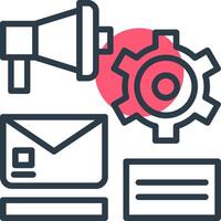Marketing Automation Line with small circle background Icon vector