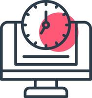 24 7 Monitoring Line with small circle background Icon vector