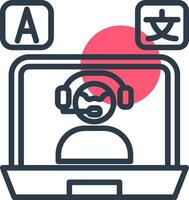 Online Language Teacher Line with small circle background Icon vector