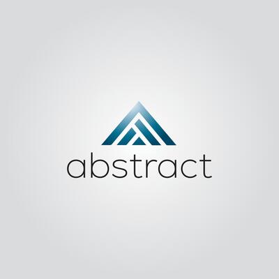 a white background with a blue triangle that says abstract .