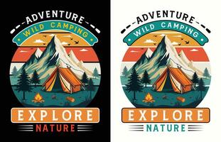 Two different designs for adventure wild camping and explore nature vector