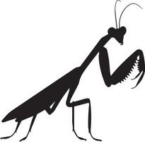 A silhouette image of a mantis icon with a white background vector