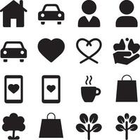 Black Filled Icons with a white background vector