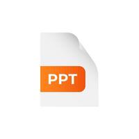 Orange PPT document icon for computer with gradient. vector