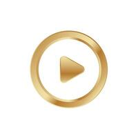 Golden play 3D button. Gold square play. vector