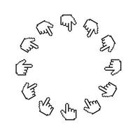 Pixel hand pointer circle frame. vector