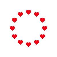 Red hearts circle frame. vector