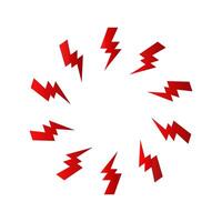 Red bolt zap circle frame with gradient. vector