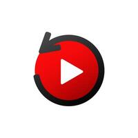 Red minimalist play button icon. Simple red play. vector