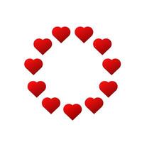 Red hearts circle frame with gradient. vector
