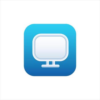 Computer icon for mobile application in blue modern style with gradient. vector